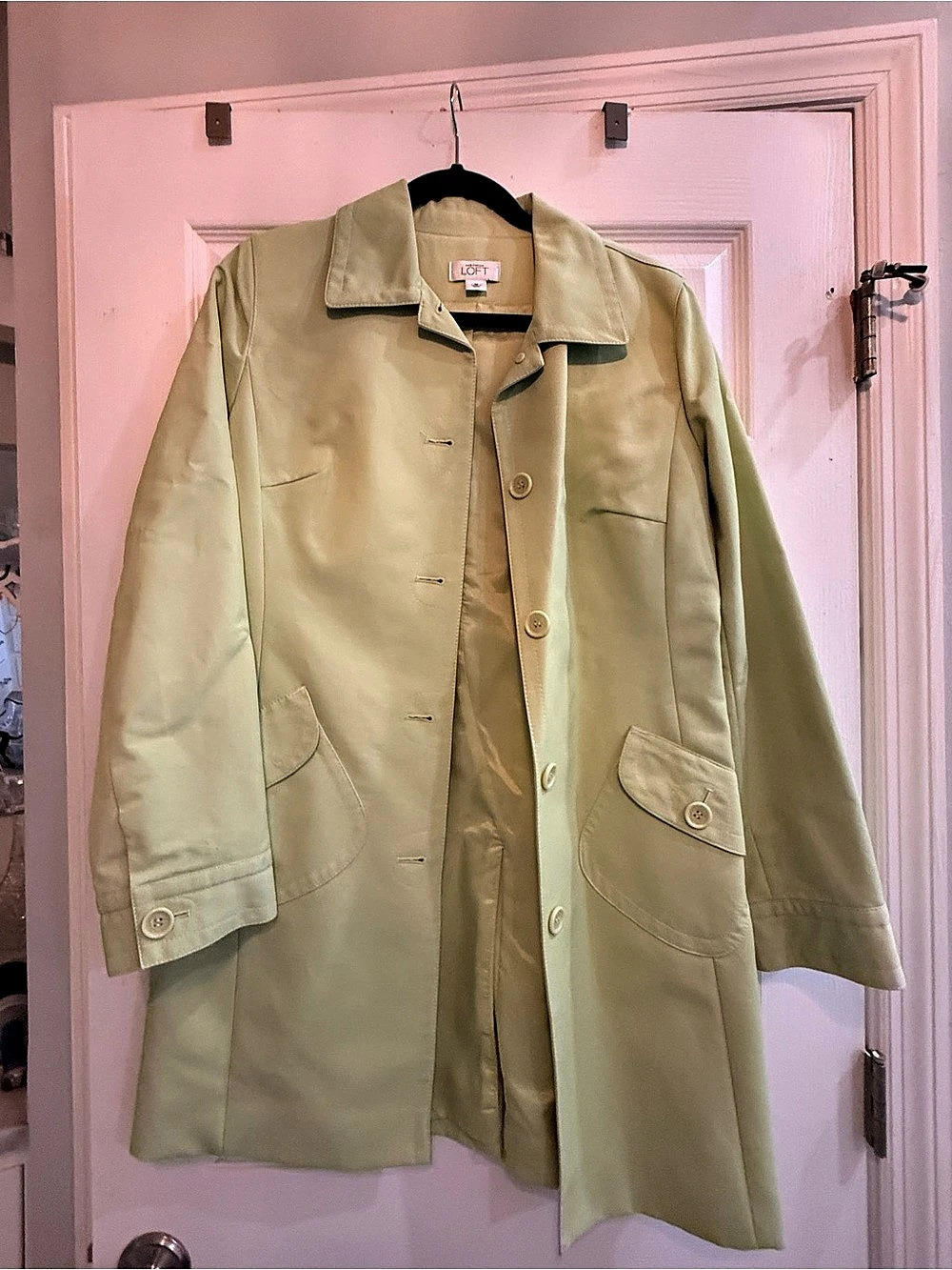 Loft Women's Trench Coat in Green Size Medium Like New